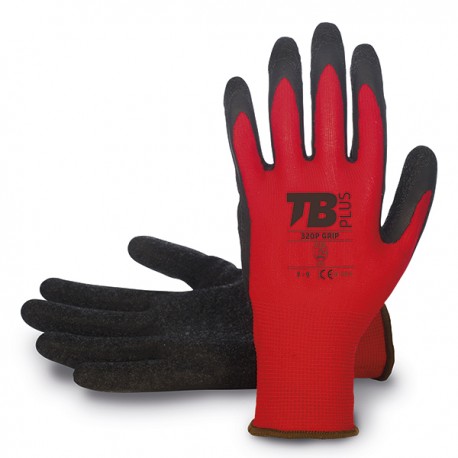 Guante Poliester Latex Rojo T.8