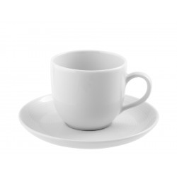 Taza Cafe Con Plato Porcelana Grabado Blanco