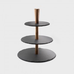 Bandeja Ø 18cm Soporte 3 Alturas Set Presentacion Pizarra Y