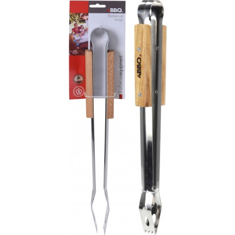 Pinza Barbacoa Inox Mango Madera 40 ,5 Cm