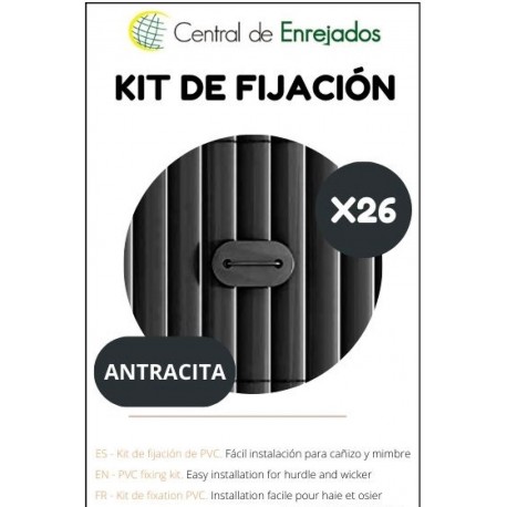 Fijacion CaÑizo Malla Mimbre 26 Unidades Antracita