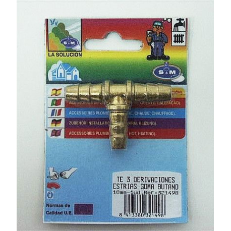 Conector Goma Butano En T 10mm Estria Goma Lat S&m