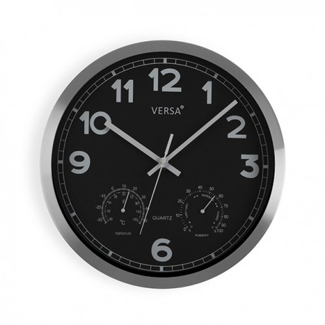 Reloj Pared Temp/hidro Negr 30 Cm