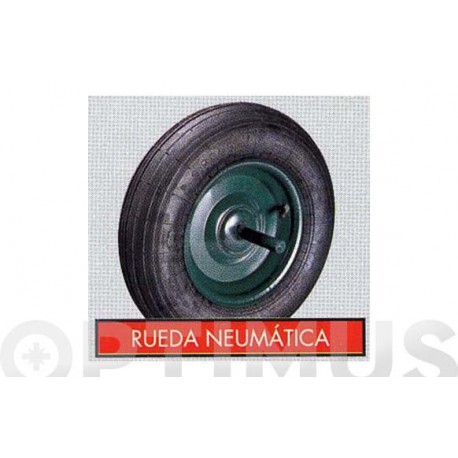 Rueda Carretilla Obras Neumatica Ø 350 Mm, Eje Ø 8 Mm Theca