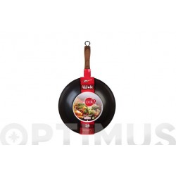 Wok Induccion De Acero De Carbono Mango Madera 24 Cm Wecook!