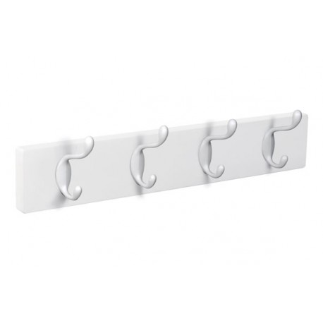 Percha Pared Madera Blanca 4 Ganchos Blancos Nesu