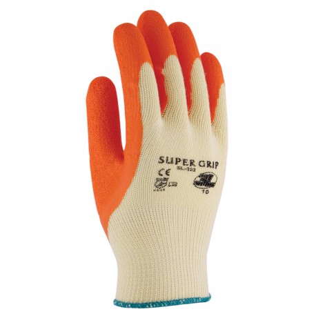 Guante Poliester Latex Naranja T.10