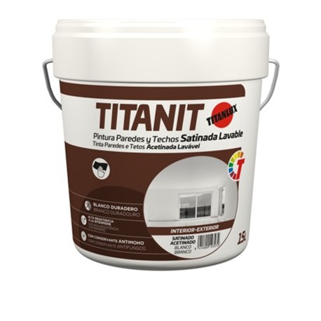 Pintura Plastica Interior Exterior Titanit Satinado 4 L Blan