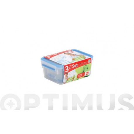 Contenedor Hermetico Set 3 Pzs Rectangular Emsa