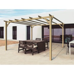 Pergola Madera Pino Macizo Iris 17.64m2 420 X 420 X H249 Cm