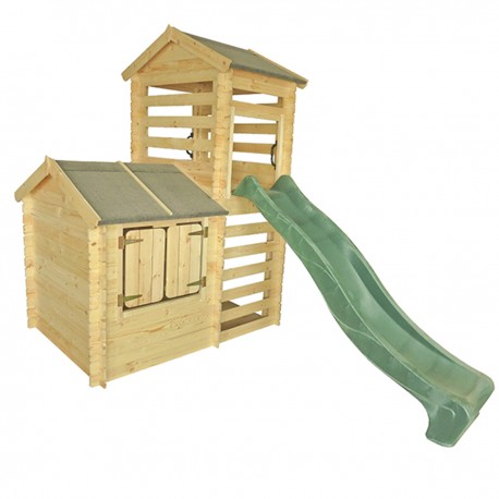 Casita Infantil 175x245x332cm Con Tobogan Outdoor Toys Mad W