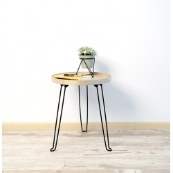 Mesa Auxiliar Acero Madera 40x48 Cm