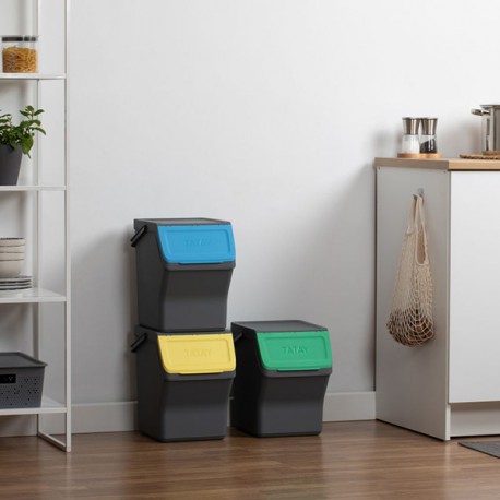 Cubo Reciclaje Selectivo Antracita Set-3 3 X 20 L