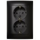 Base Enchufe Empotrar Negro Doble 16 A