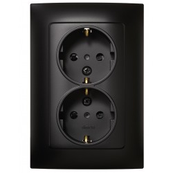 Base Enchufe Empotrar Negro Doble 16 A