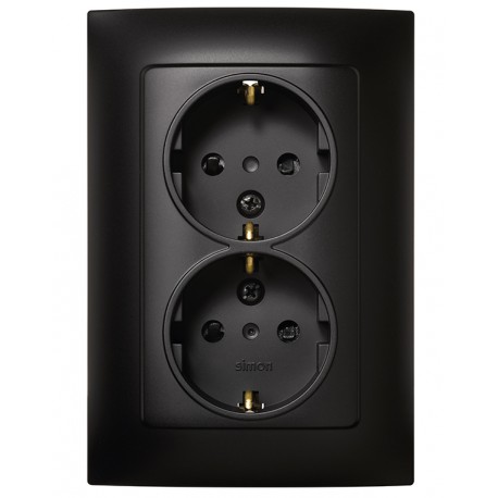 Base Enchufe Empotrar Negro Doble 16 A