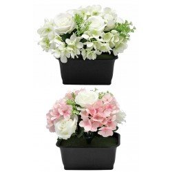 Jardinera Rect Rosa Y Hortensias Surtido 18x24 Cm