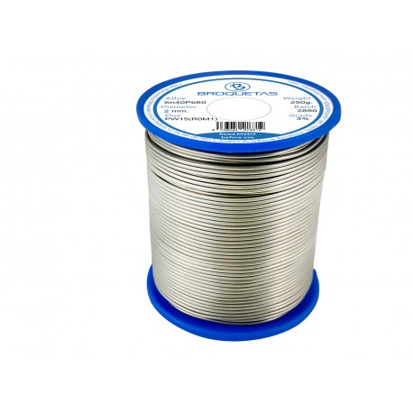 Rollo De EstaÑo Brofil 40 Sn40 Pb60 250 Gr Ø 2 Mm Broquetas