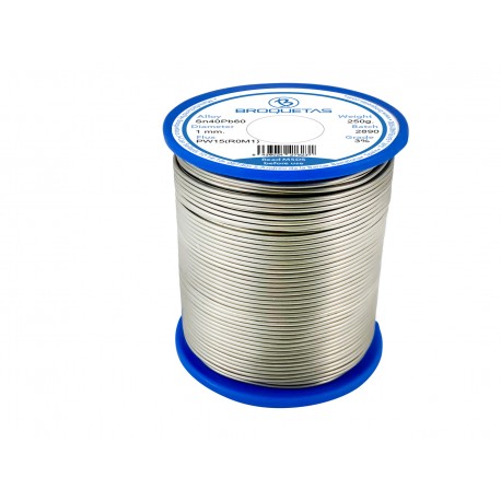 Rollo De EstaÑo Brofil 40 Sn40 Pb60 250 Gr Ø 1 Mm Broquetas