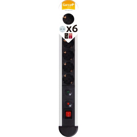 Regleta 6 Tomas Cable 2m Interruptor ProtecciÓn SobretensiÓn