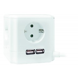 Regleta 4 Tomas Cable 1,4m 3680w Forma De Cubo Garza Garza