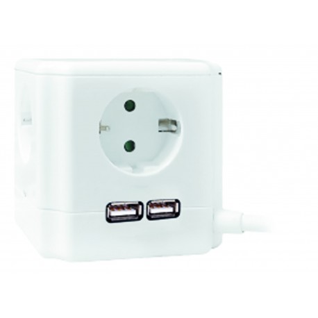 Regleta 4 Tomas Cable 1,4m 3680w Forma De Cubo Garza Garza