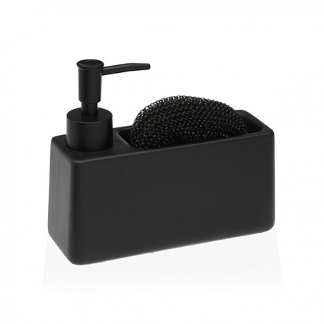 Dispensador Jabon +estropajero Negro -