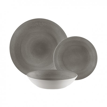 Vajilla Porcelana Pia Gris 18 Pz