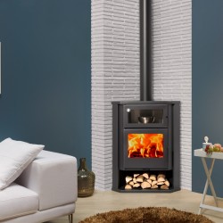 Estufa LeÑa Rincon Oporto Con LeÑero Y Horno 7 Kw Ecodesign