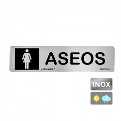 SeÑal Inox Aseos Mujer 200x50mm