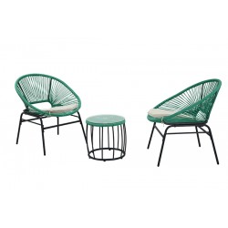 Conjunto Acero/pe Ratan Eolo 3 Pzas