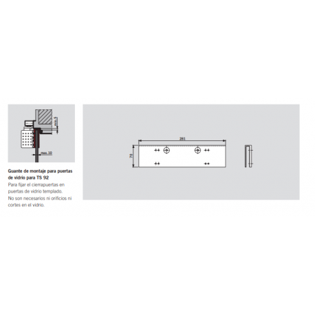 Guante de montaje para puertas de vidrio para TS 92