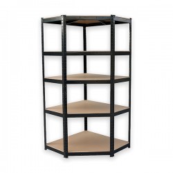 Estanteria Esquinera Negra 5 Baldas Modulables 80x40x180