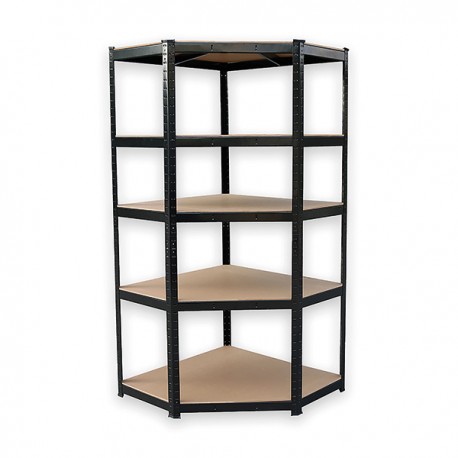 Estanteria Esquinera Negra 5 Baldas Modulables 80x40x180