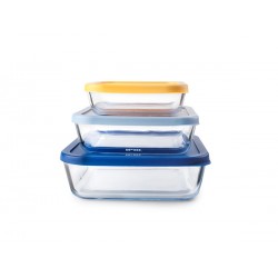 Hermeticos Vidrio Cuadrados Eco Set-3 -
