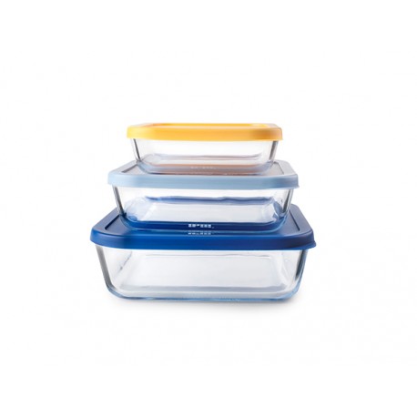 Hermeticos Vidrio Cuadrados Eco Set-3 -