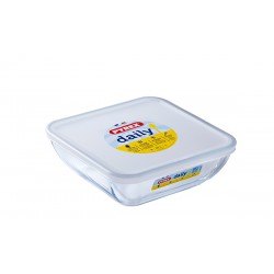 Fuente Cuadr Vidrio C/tapa Daily 2 L 20x20 Cm