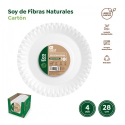 Plato Desechab Pizza Carton Bco B/4 28 Cm