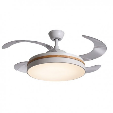 Ventilador Techo C/luz 3 Asp Retract Blanco/madera 105 Cm