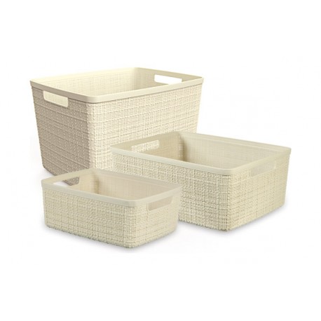 Cesta Rectangular Jute 5l Blanco Roto 26x20x10,5 Cm Curver