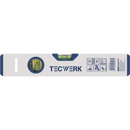 Nivel Aluminio tubular 2 Burbujas Plata 040cm Tecwerk