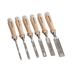 Formones Carpintero Mango Madera Juego 6pz 6-10-12-16-20-26
