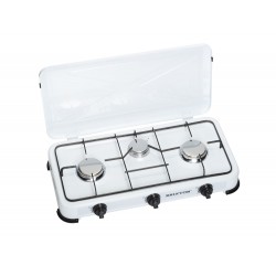 Cocina A Gas Portatil 3 Fuegos Con Tapa 59x32x9 Brixton