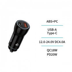 Cargador Coche Dual Usb Y C Carg.rapida Negro 18 W