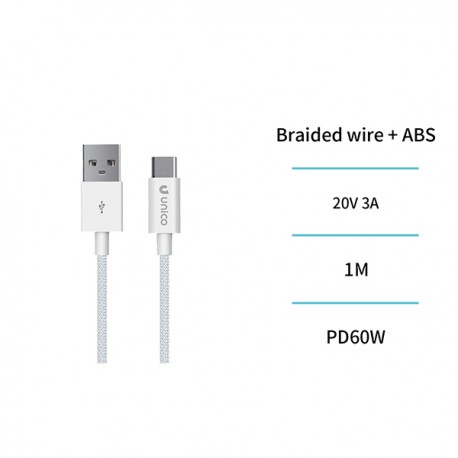 Cable Conex Usb-a /usb-c 60w 3a Trenzado 1 M