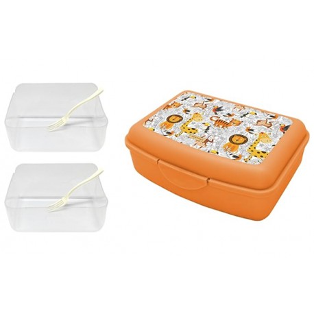 Fiambrera 2 Divisores Con Tenedor Leones 18x6x13