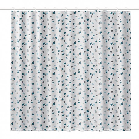 Cortina BaÑo Polyester Blanca Puntos 180x200 Cm