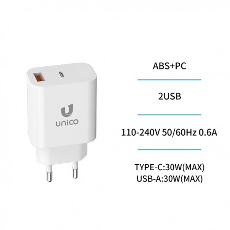 Cargador Red Dual Usb-a Qc + Usb-c Pd 30 W