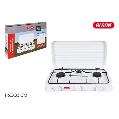 Cocina 3 Fuegos Gas C/tapa 60x33 Cm
