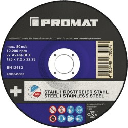 Disco Desbaste Inox/acero A 24 Q -bfx 125x7,0x22,23mm Tecwer